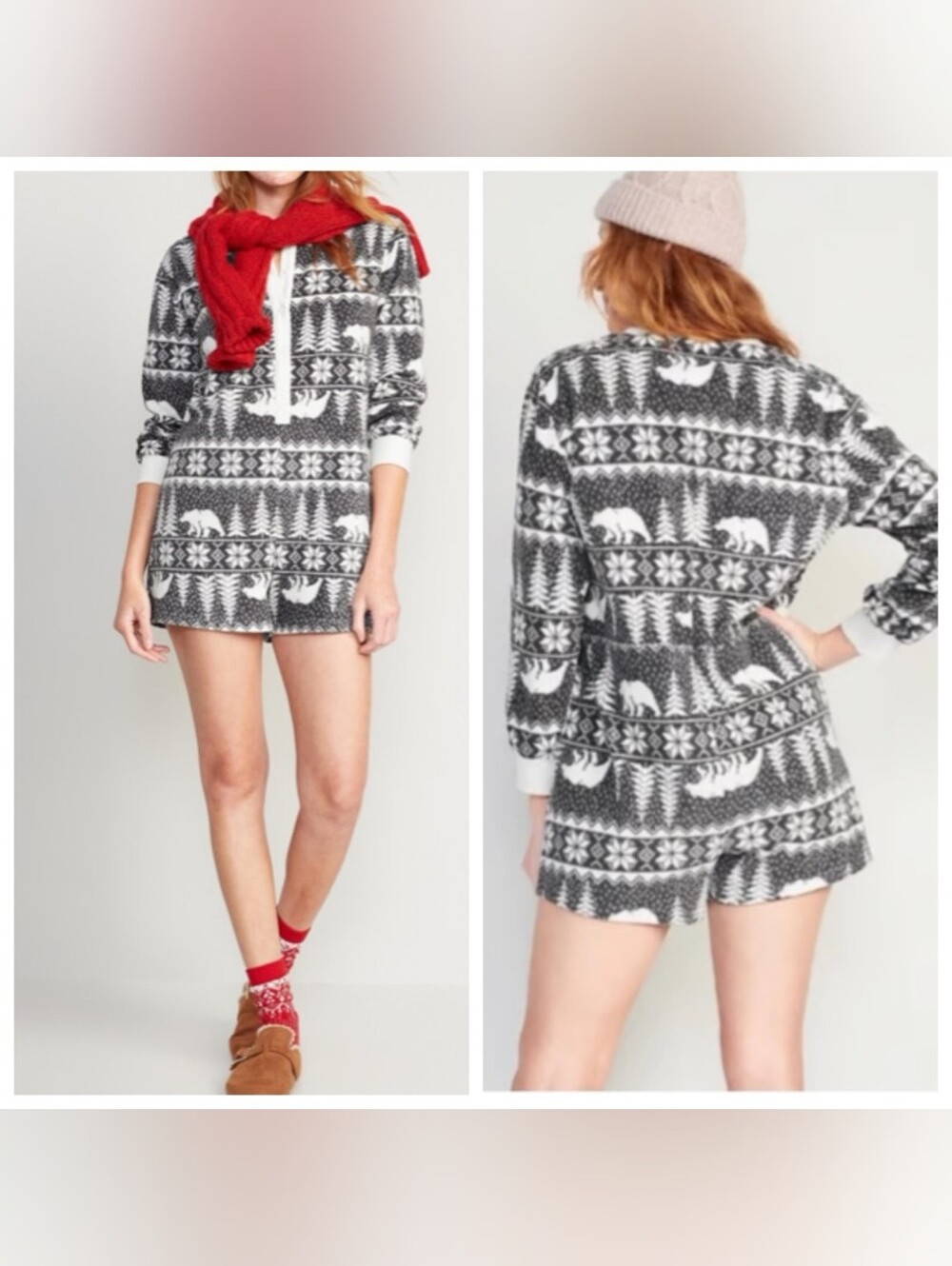 Old Navy Fleece Henley Pajama Romper ** Size Small